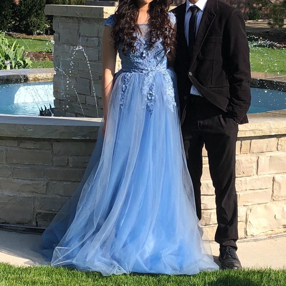 Light Blue Tulle Prom Dress